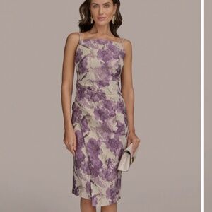 NWT DONNA KARAN DKNY FLORAL BROCADE WRAP DRESS LAVENDER WEDDING FORMAL SHOWER